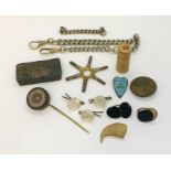 A small collection of miscellaneous items including a watch master key, cufflinks etc.