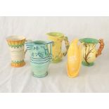 A collection of Burleigh Ware jugs some Art Deco in style.