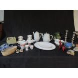 An assortment of china, pottery, ornaments etc including Royal Albert, Royal Crown Derby.