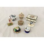 A collection of decorative china boxes including Limoges etc.