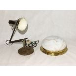 A vintage Anglepoise lamp (A/F) along with a glass fronted ceiling light