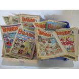 A collection of Beano and Dandy comics dating from late 1980's/early 1990's in two boxes