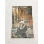 A oil painting on board depicting a Venetian scene - unsigned