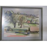 A Nick Schlee pastel of a landscape, 28cm x 38cm (ARR may apply)