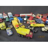A collection of play worn die cast including Dinky, Corgi and Matchbox