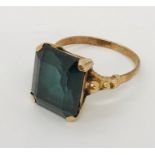 A 9ct gold ring set with a tourmaline ( the stone measuring approx. 14mm x 12mm)