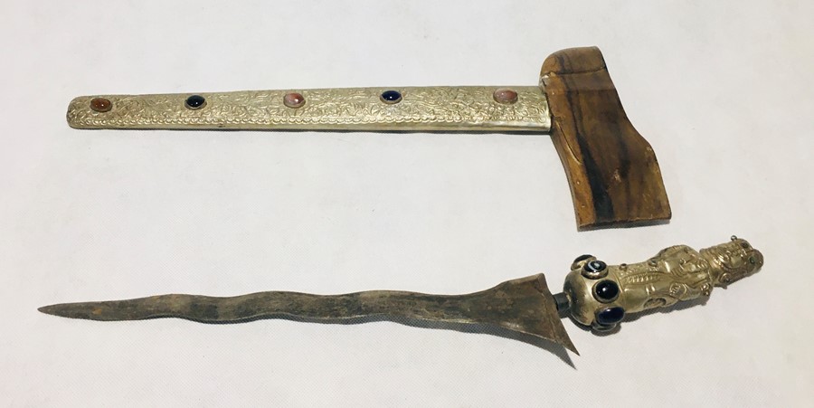 A 20th century Kris (possibly Balinese) with undulating double edged blade. The SCM grip formed as a