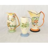 Three Wade Heath jugs in Art Deco style