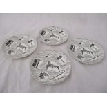 A set of four "Homemaker" pattern tea plates ( 17.5 cm diameter), two with small chips to underside