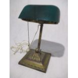 An Emeralite bankers/desk lamp on brass base