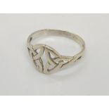 A 9ct white gold Celtic design ring