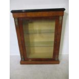 A French walnut veneer display cabinet - height 98cm, width 75cm, depth 30cm