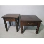 Two occasional side tables, each with one drawer