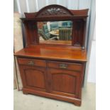 A mirror backed sideboard with Art Nouveau decoration - , height 151cm, width 121cm, depth 53cm