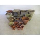 A collection of various garden pots, trough, terracotta etc.