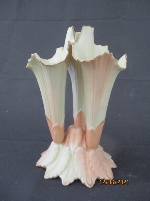 A Locke & Co. Worcester triple posy vase, 17cm height