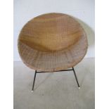 A 1960's retro cane seated tub chair