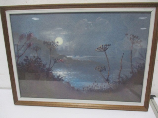 Two framed pastels by Roy Stringfellow entitled "Moonlight & Fishing Boats, Tallard" & "Whitsand Bay - Image 6 of 11