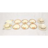 A collection of Clarice Cliff including six Wilkinson sandwich plates, Biarritz pattern, two