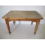 A pine farmhouse table - height 78cm length 121cm, width 86cm