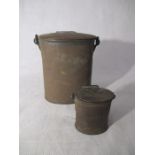 Two vintage milk cans, the smaller one inscribed "The Reliance Can, J Trigg & Son", the other "The