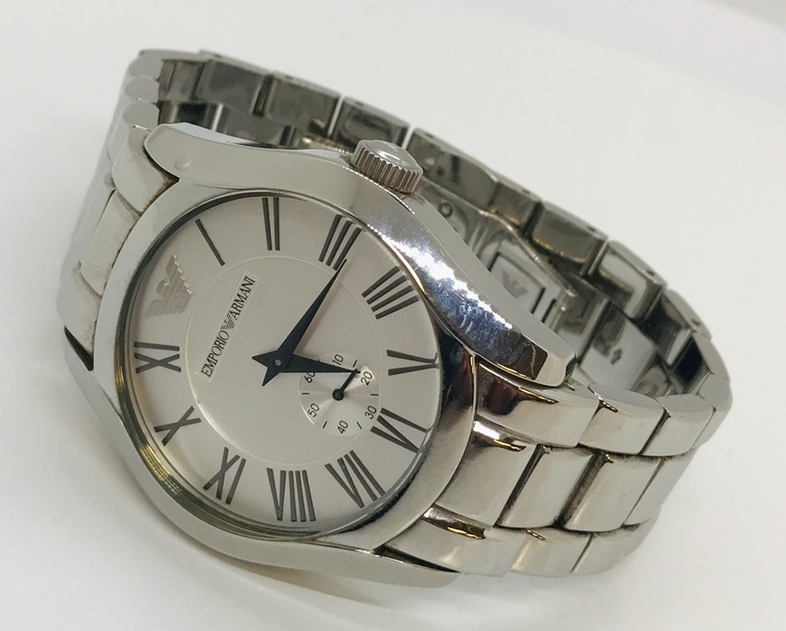 An Emporio Armani gentleman's stainless steel wristwatch with subsidiary second dial, boxed - Image 5 of 5