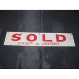 A vintage Estate Agents metal "Sold" sign, with "Reserved" to reverse.