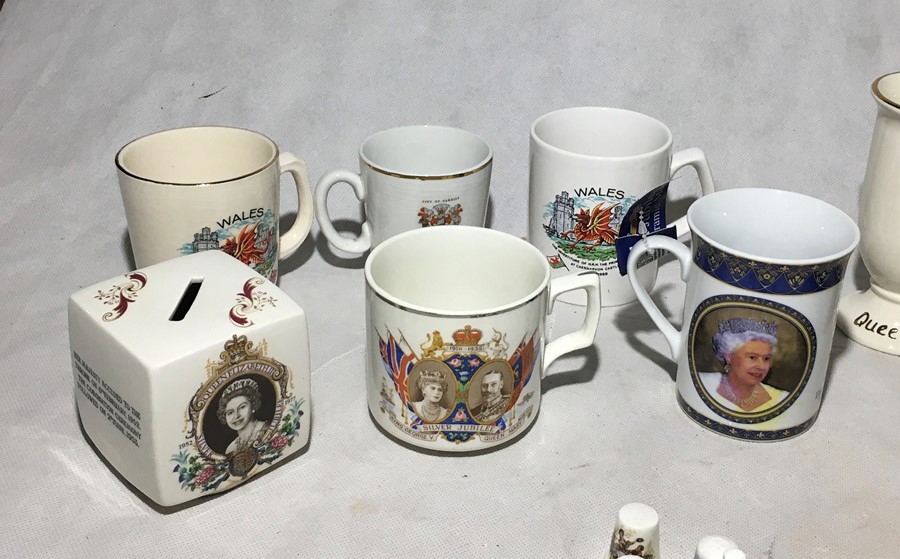 A collection of various commemorative china along with two Royal Doulton Ladies "Emily" and " - Image 2 of 7