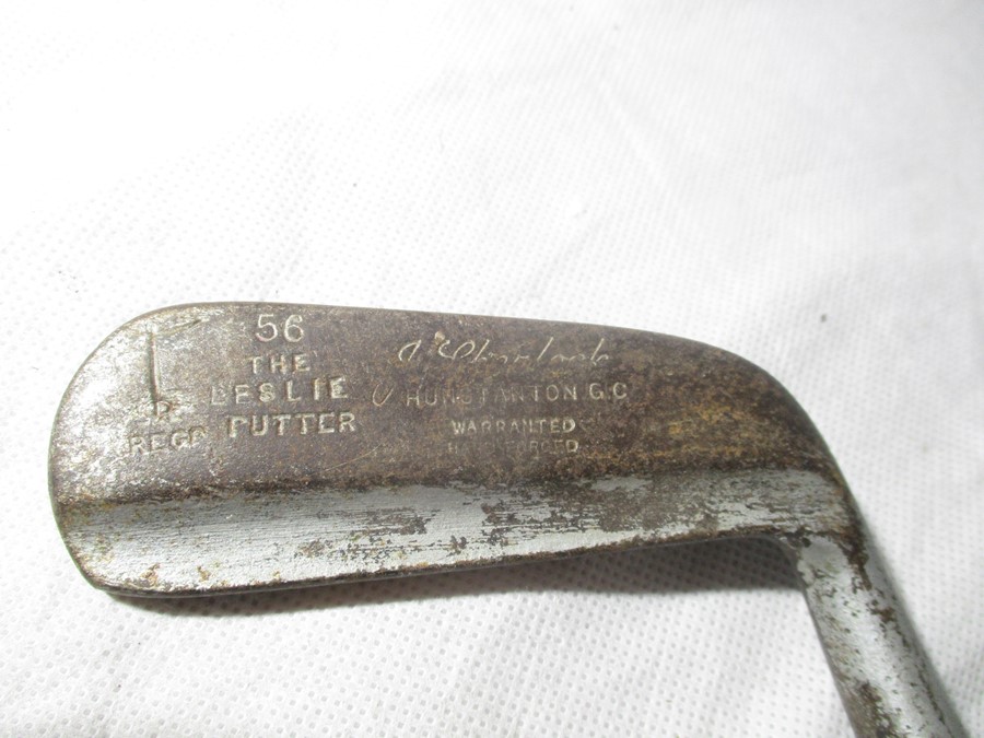 Three vintage golf clubs- two with Hickory shafts, including "The Leslie Putter", "Pyramid Putter" - Image 4 of 7