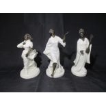 A collection of three Mintons figurines including Grecian Dancer (A/F), Sea Breezes & Geisha.
