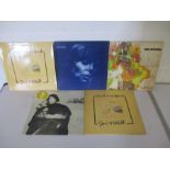 A collection of five 12" vinyl albums by Joni Mitchell including I Came To The City, Hejira, Court &