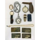 Two vintage Ingersoll pocket watches, an Ingersoll wristwatch along with an Acme Thunderer etc.