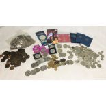A collection of various coinage including some silver, florins, uncirculated £2, large collection of