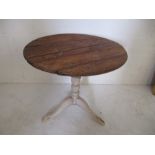 A rustic pine circular table on tripod base - A/F