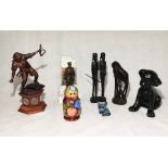 A collection of various ornaments etc including African carved figures, WW2 Danbury Mint resin