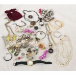 A collection of costume jewellery, watches etc.