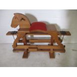 A wooden rocking horse