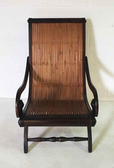 A plantation style chair with scroll arms and curved bamboo seat - Image 2 of 4