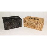 Two wicker picnic baskets