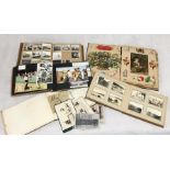 A collection of vintage scrap books including a Victorian example, part photo albums, sketch