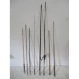 A collection of eight fishing rods in carry case including The Hardy "West Country", two Vikings,