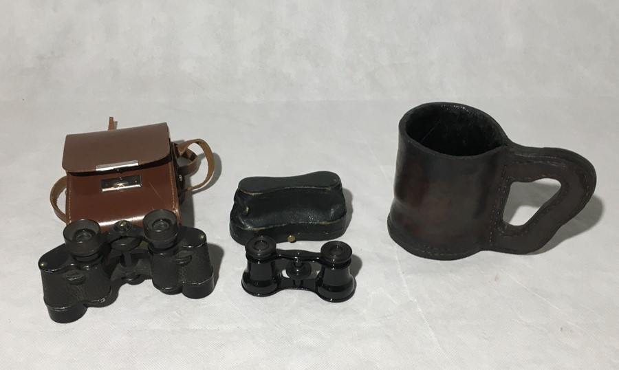 A collection of various items including binoculars, scarves,a leather jack, handkerchiefs etc - Image 3 of 4