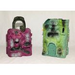 Playworn Mattel He-Man Masters of the Universe Castle Greyskull with broken hinges along with a