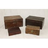 Four vintage boxes including a sewing box etc.