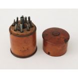 A Watchmakers "Stating" set of tools in treen case, height 6.5cm