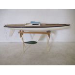 A large radio controlled pond yacht hull, length 130cm