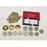 A collection of American dollars (1970's), commemorative travel coins, United States Bicentennial