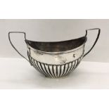 A hallmarked silver double handled sugar bowl, weight 98.1g