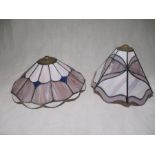 Two Tiffany style lightshades - one panel damaged