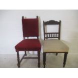 Two Edwardian upholstered dining chairs